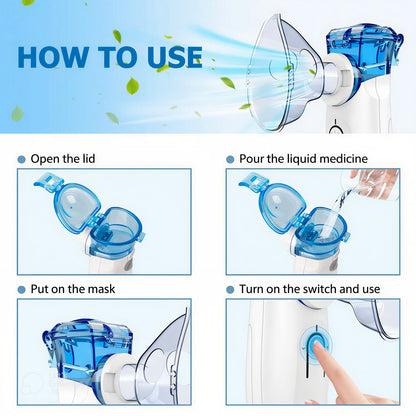 Portable Nebulizer & Humidifier for Baby & Adults | Compact, Silent, Self-Cleaning Machine with Long Battery Life | Effective for Asthma, Cough, Sinus & Allergy Relief at Home