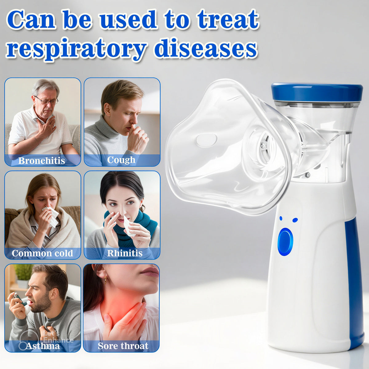 Portable Nebulizer & Humidifier for Baby & Adults | Compact, Silent, Self-Cleaning Machine with Long Battery Life | Effective for Asthma, Cough, Sinus & Allergy Relief at Home