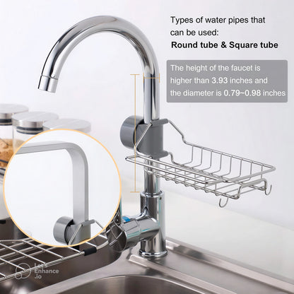 Kitchen Sink Organiser Stainless Steel | Sink Organizer for Kitchen Basin with Drainage | Sponge Holder for Kitchen Sink | Soap Stand for Kitchen Sink | Sink Caddy