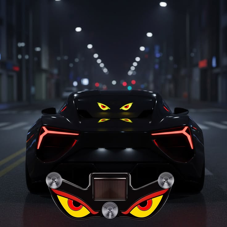 Solar Devil Eyes LED Car Headlight Strips – Wireless Ambient Underglow Light (No Wiring Required)
